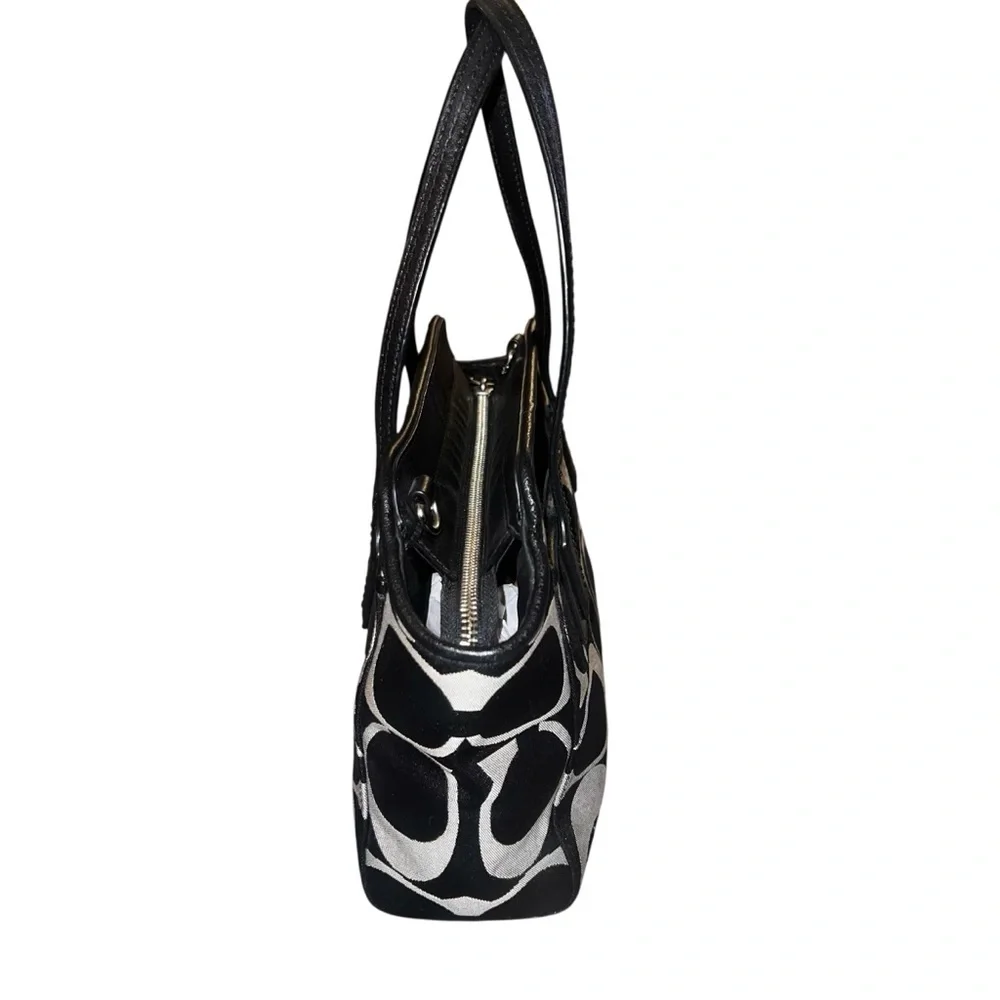 Coach Taylor Signature Bette Mini Tote Monogram Black Silver Canvas Classic
